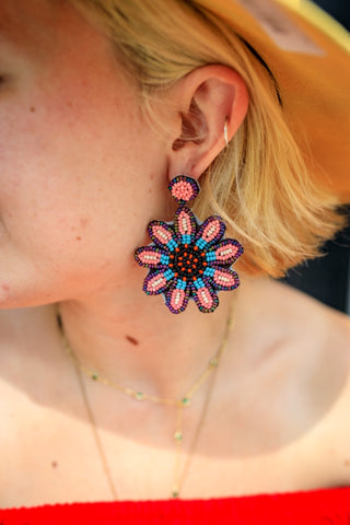 Beaded Flower Earring