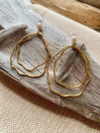 Organic Pearl Hoops Earrings