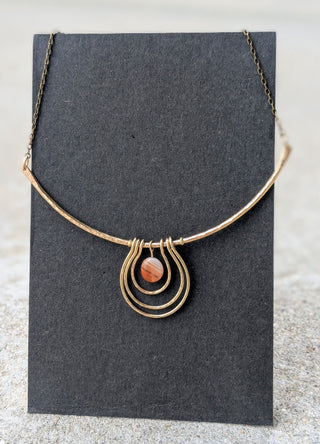Orange Carnelian Triple Ring Necklace