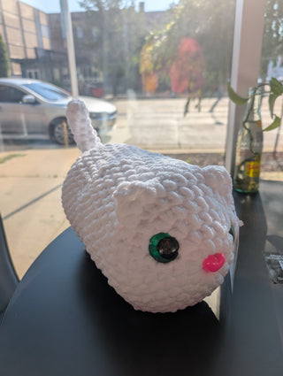 Large White Crochet Cat